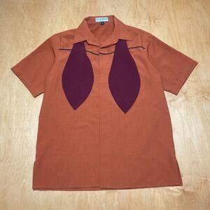 Vintage 80s Opryland Nashville Medium Solid Orange with Tie Short Sleeve Shirt